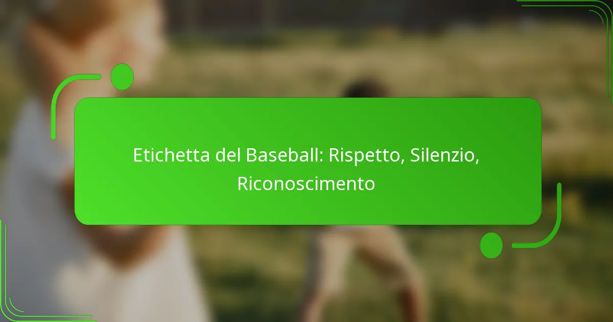 Etichetta del Baseball: Rispetto, Silenzio, Riconoscimento