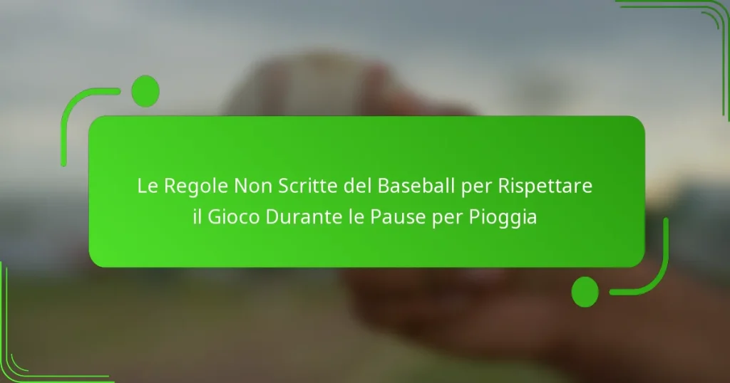 Le Regole Non Scritte del Baseball per Rispettare il Gioco Durante le Pause per Pioggia