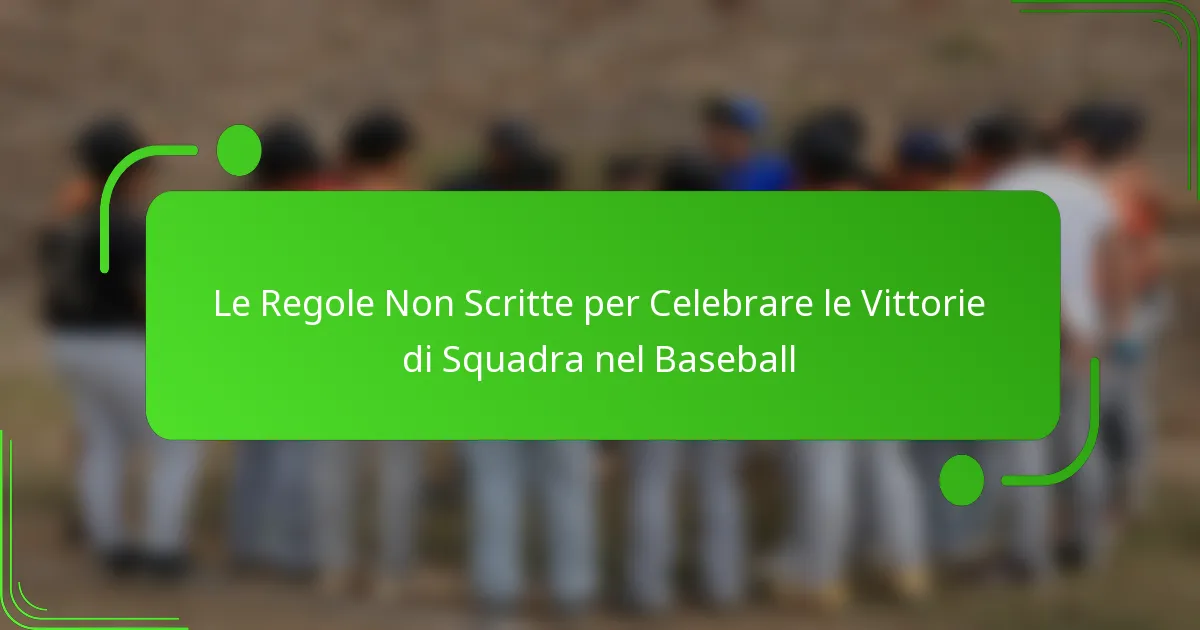 Le Regole Non Scritte per Celebrare le Vittorie di Squadra nel Baseball