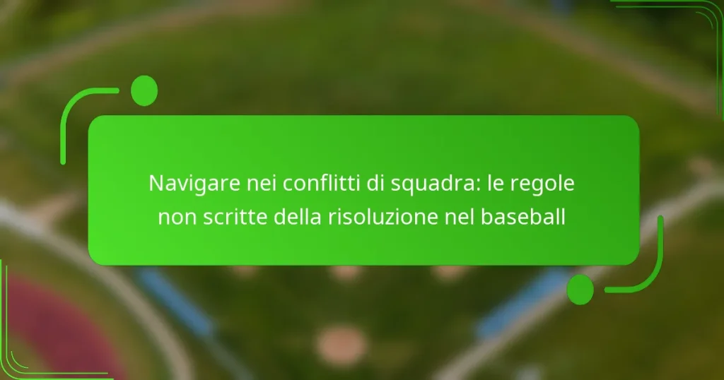 Navigare nei conflitti di squadra: le regole non scritte della risoluzione nel baseball