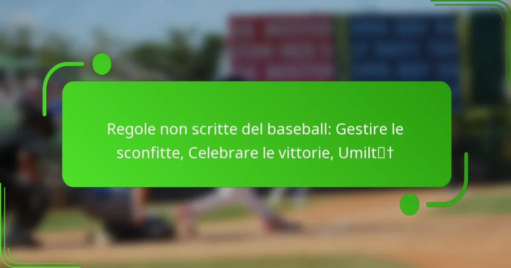 Regole non scritte del baseball: Gestire le sconfitte, Celebrare le vittorie, Umiltà