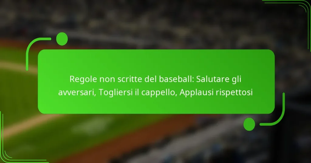 Regole non scritte del baseball: Salutare gli avversari, Togliersi il cappello, Applausi rispettosi