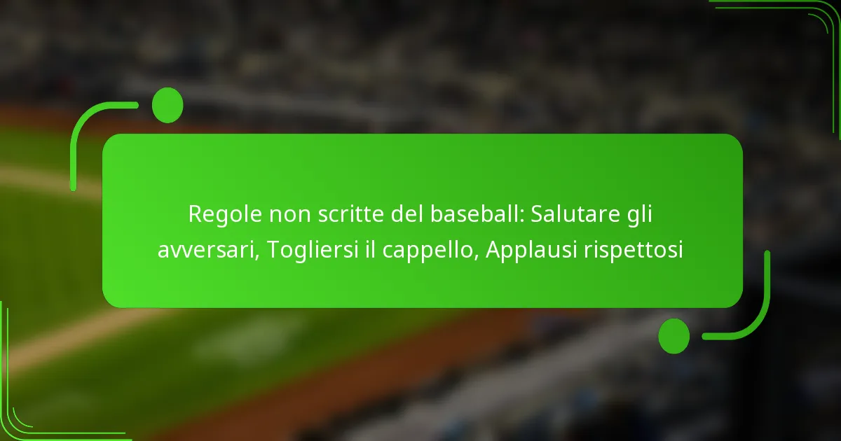 Regole non scritte del baseball: Salutare gli avversari, Togliersi il cappello, Applausi rispettosi