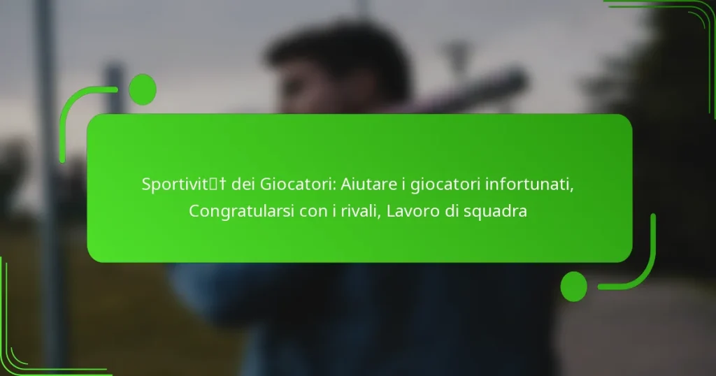 Sportività dei Giocatori: Aiutare i giocatori infortunati, Congratularsi con i rivali, Lavoro di squadra