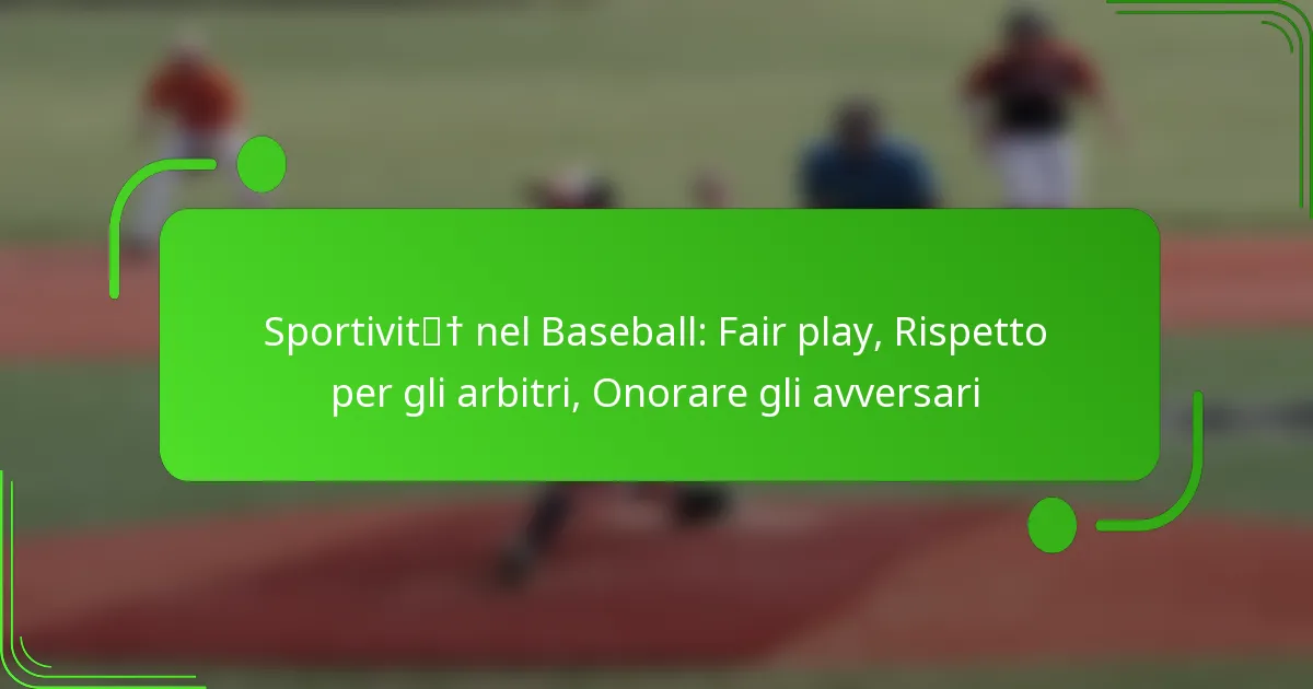 Sportività nel Baseball: Fair play, Rispetto per gli arbitri, Onorare gli avversari