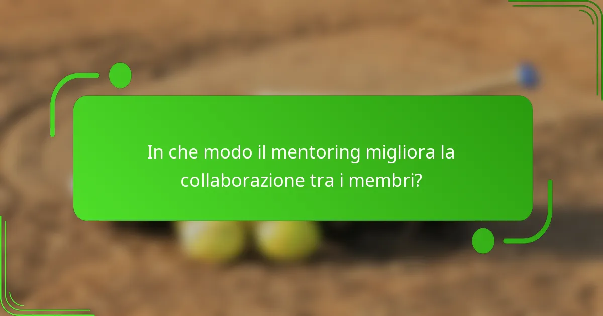 In che modo il mentoring migliora la collaborazione tra i membri?